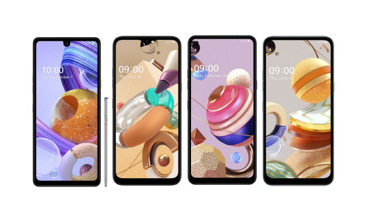 LG전자의 실속형 스마트폰. 왼쪽부터 LG 스타일로 6, LG K41S, LG 51S, LG 61.  LG전자 제공